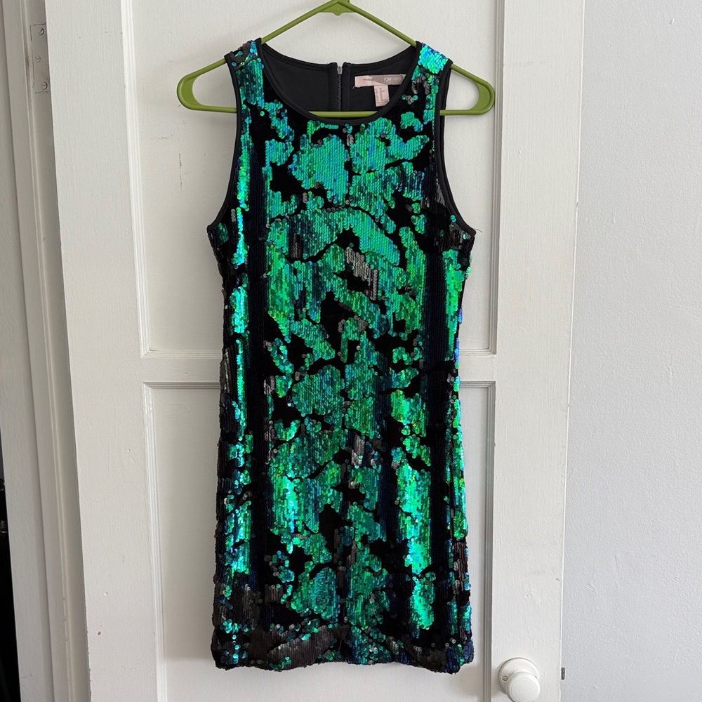 Forever 21 Black and Green Sequin Mini Dress